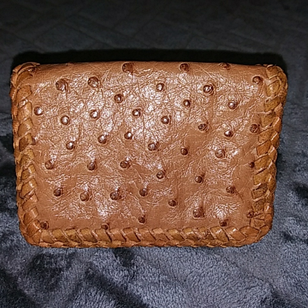 Tandy Ostrich Leather bifold mini wallet
